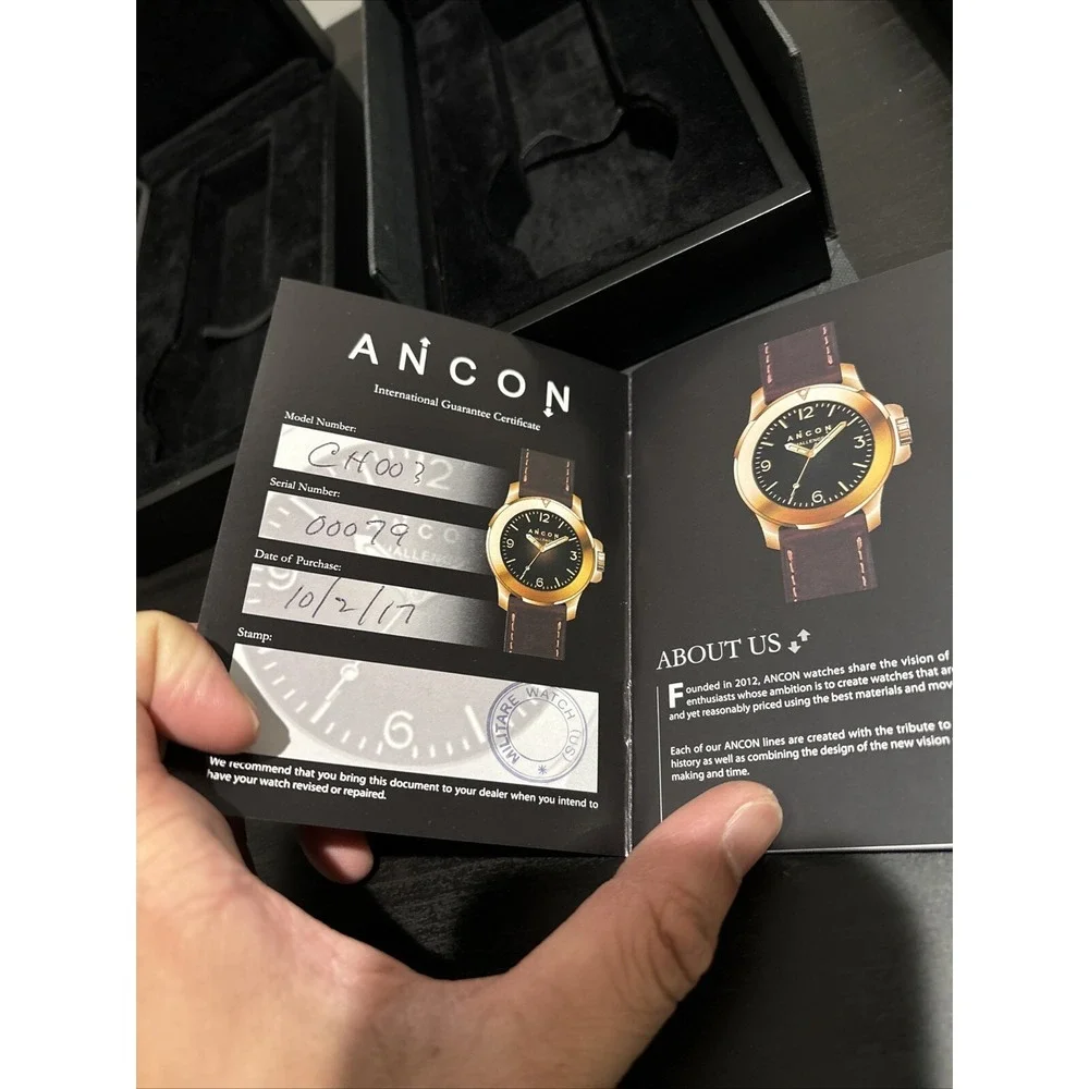 Vintage ANCON 3x Black empty watch box only (no watch) with manuals *READ*